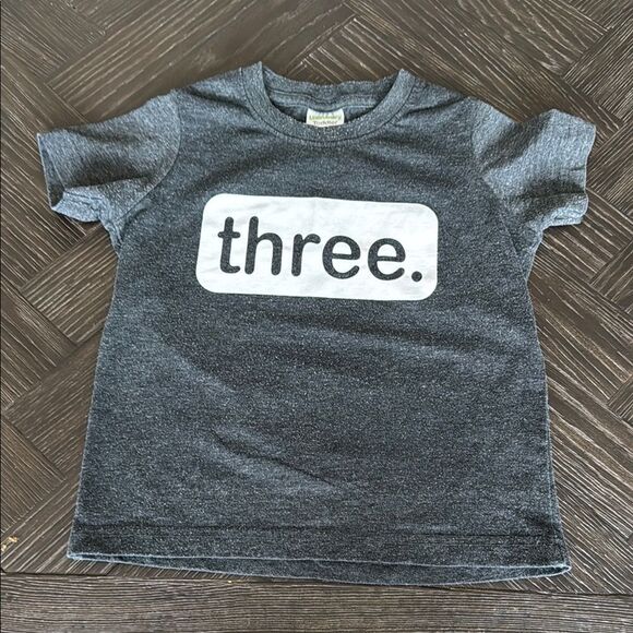 Kids birthday tshirt, 3, three, grey, white, spring, casual, fun, party, toddler - Picture 1 of 4